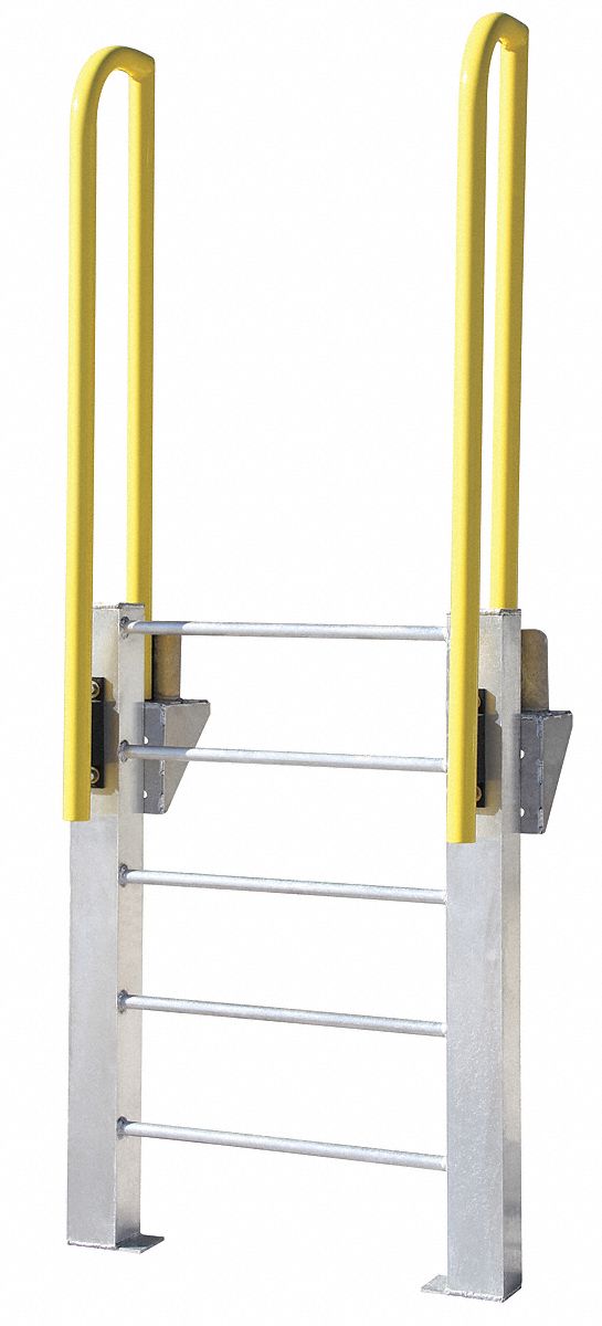 Fixed Ladder, WalkThru, 7 ft. 4 In H, Al