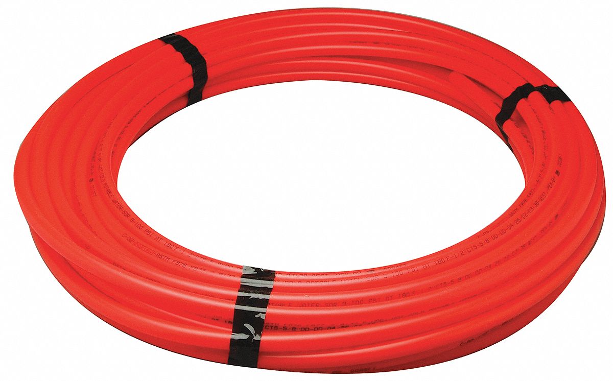 PEX Tubing, Red, 1/2In, 100Ft, 100psi