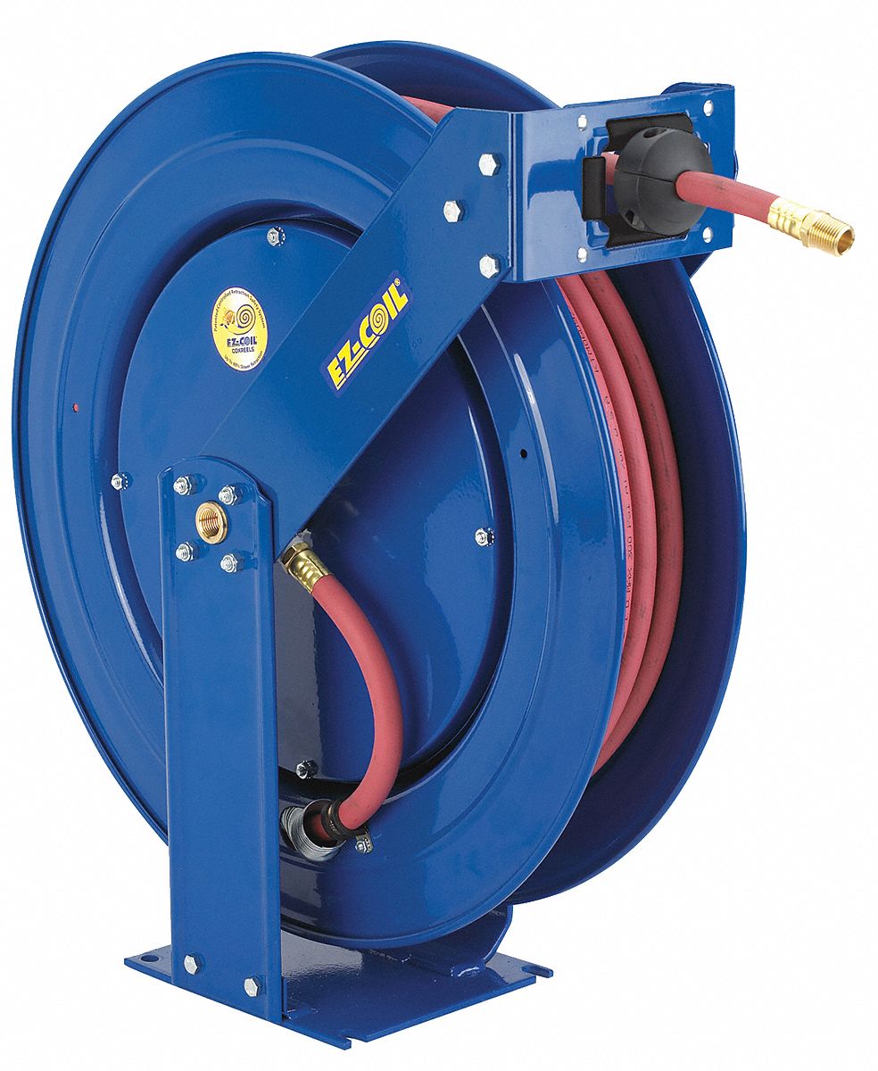Hose Reel, Spring Return, 1/2In ID x 100Ft