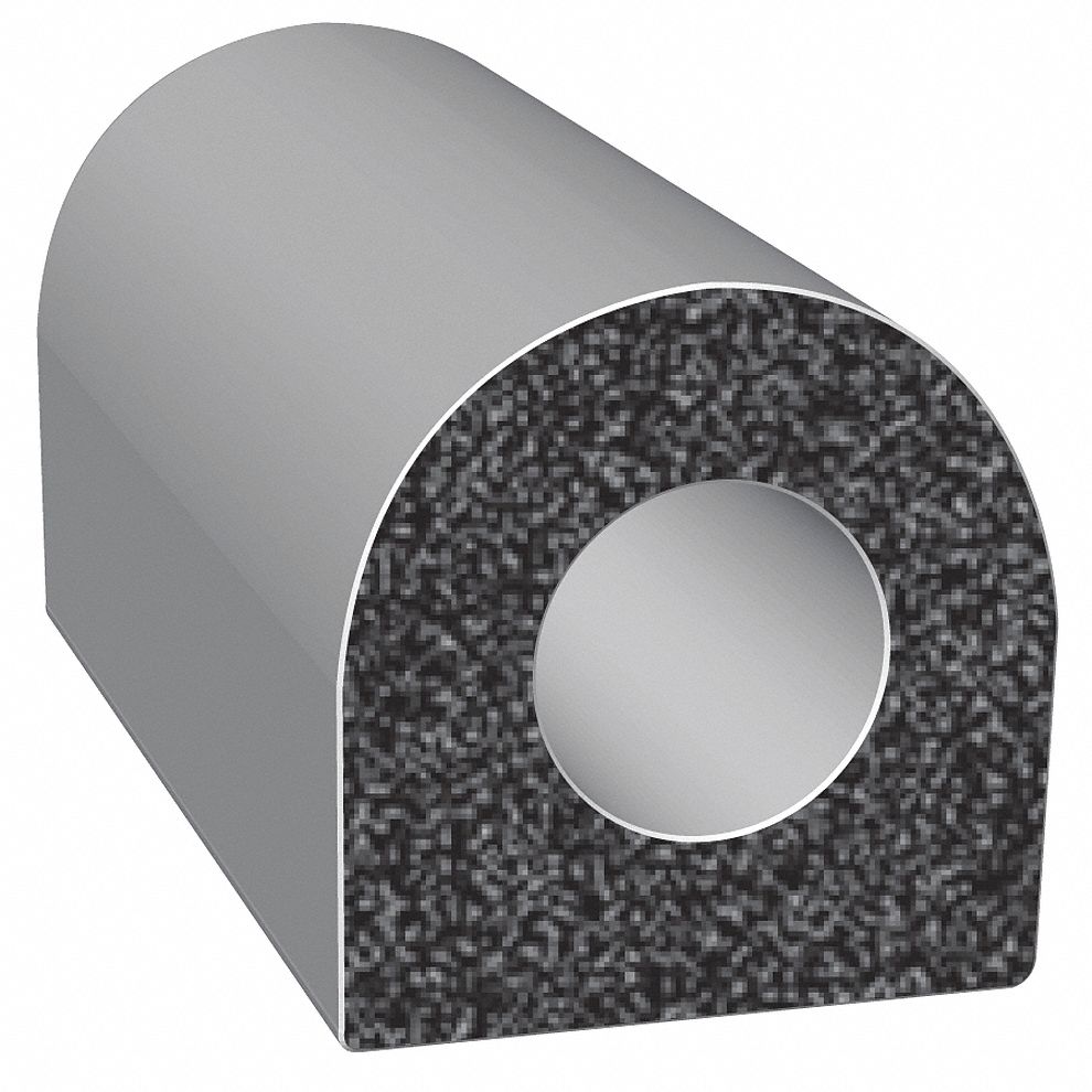 Rubber Seal, D-Section, 0.75 In W, 100 Ft