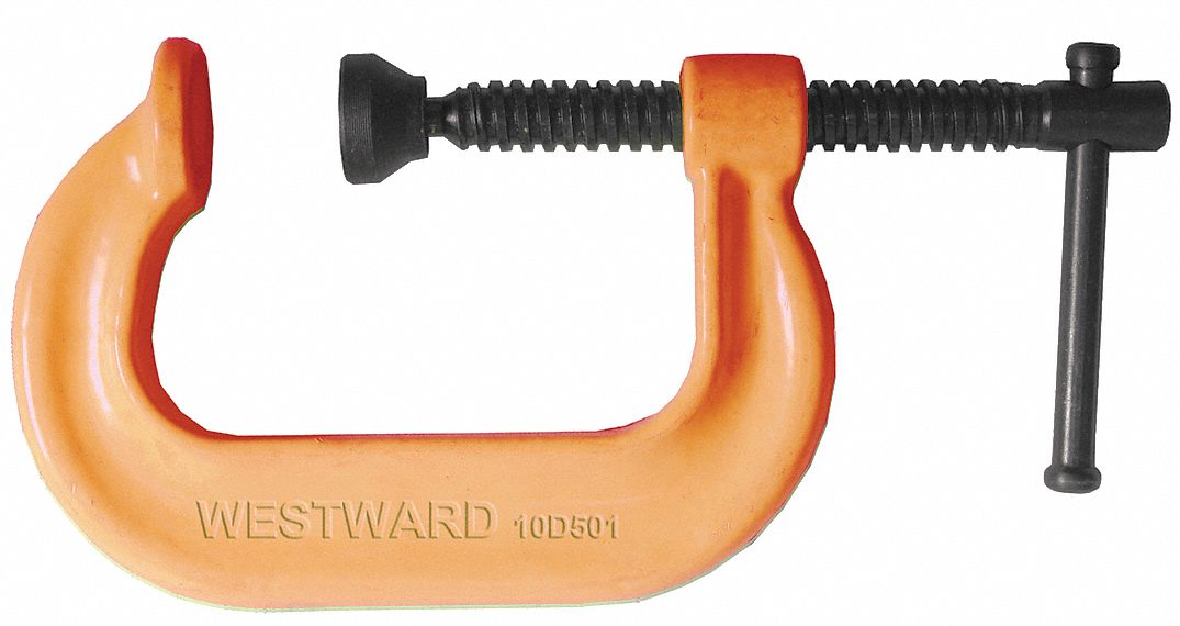 C-Clamp, 6 In, 4-1/16 In Deep, Orange