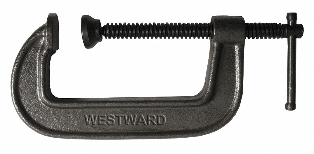 C-Clamp, 10 In, 3-5/8 In Deep, Black