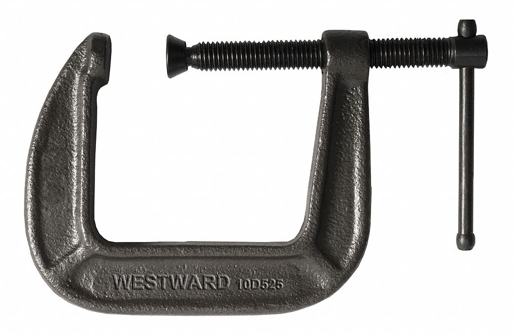 C-Clamp, 5 In, 3 In Deep, Black