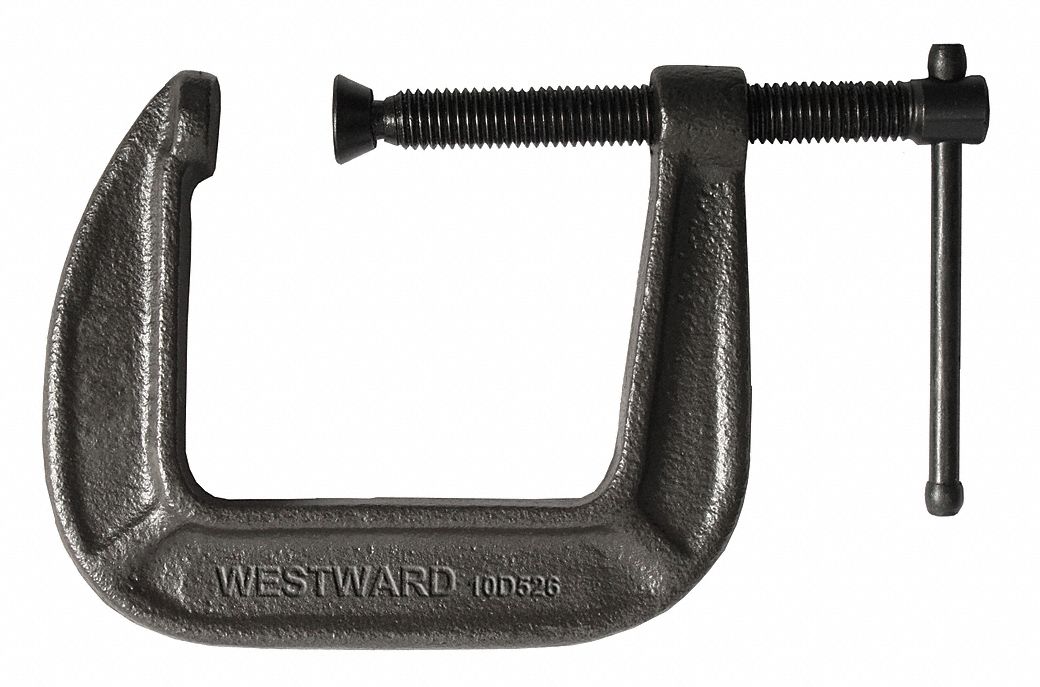 C-Clamp, 6 In, 3-1/4 In Deep, Black
