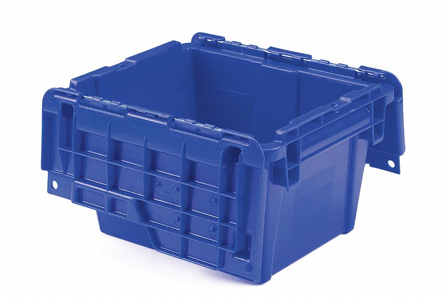 Attached-Lid Cont, 11-3/4x9-3/4x7-3/4, Blu