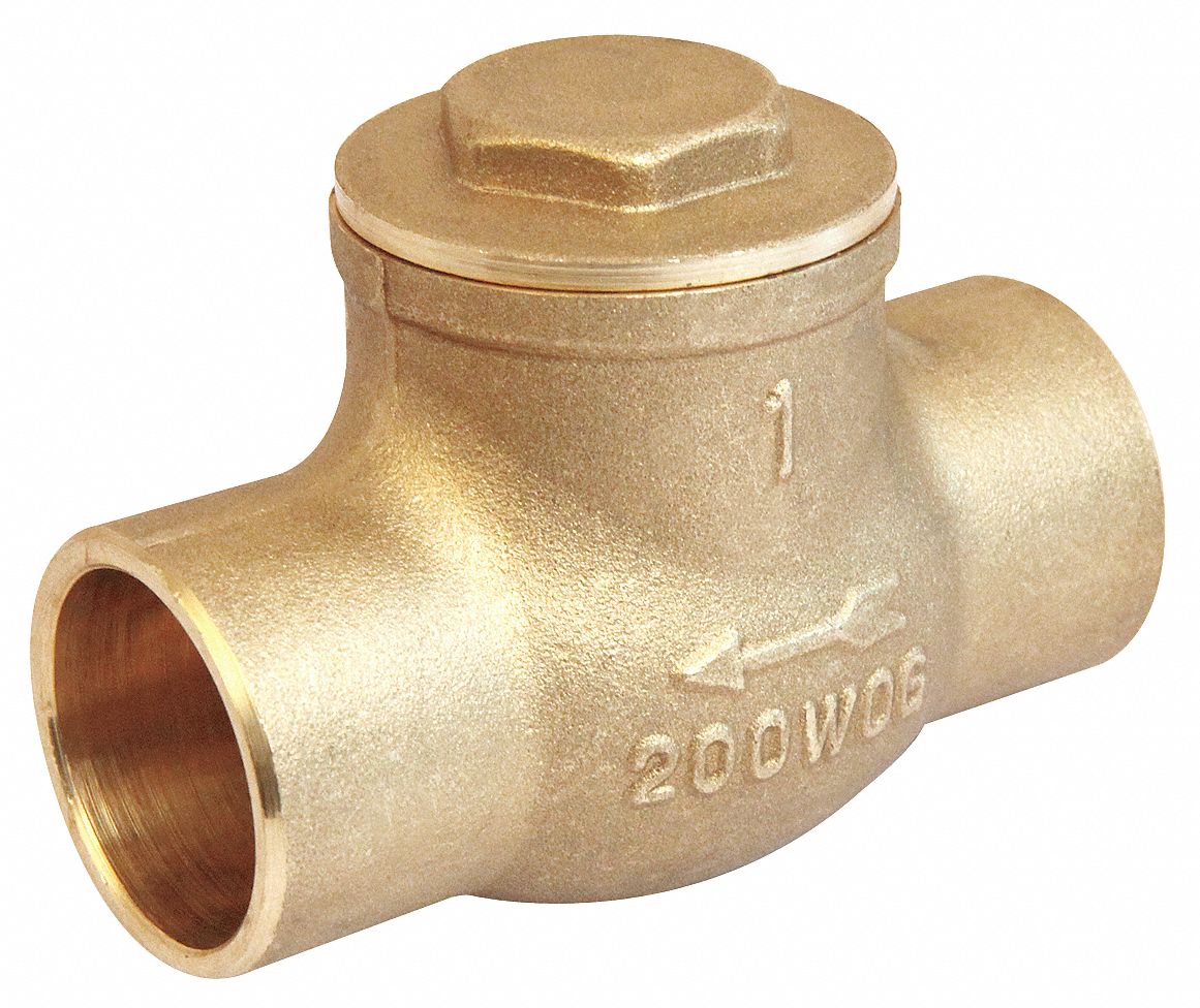 Swing Check Valve, 1In, Solder, Brass