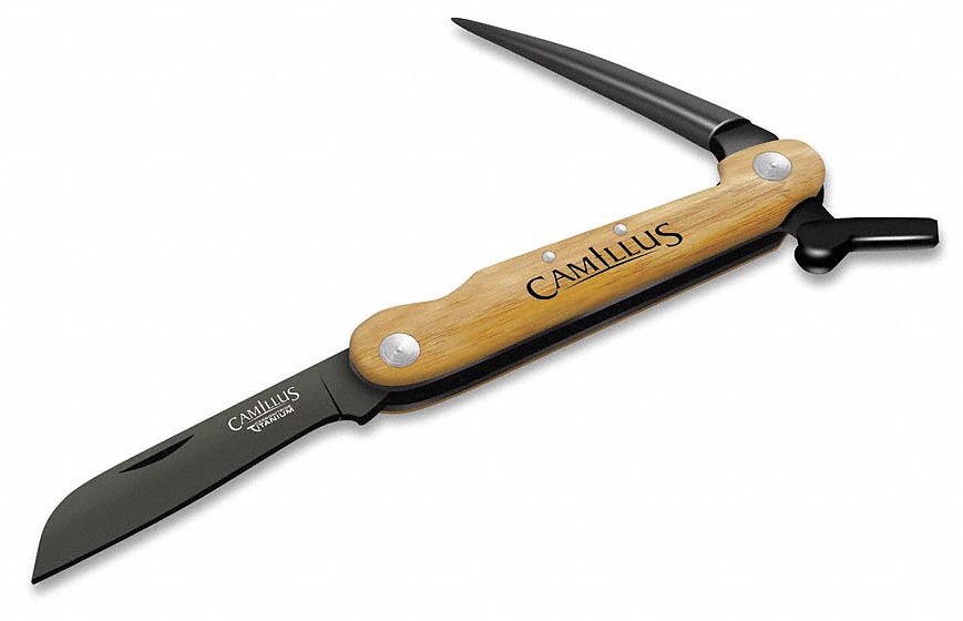 Folding Knife, Fine, Drop Point, 3 In, Wood