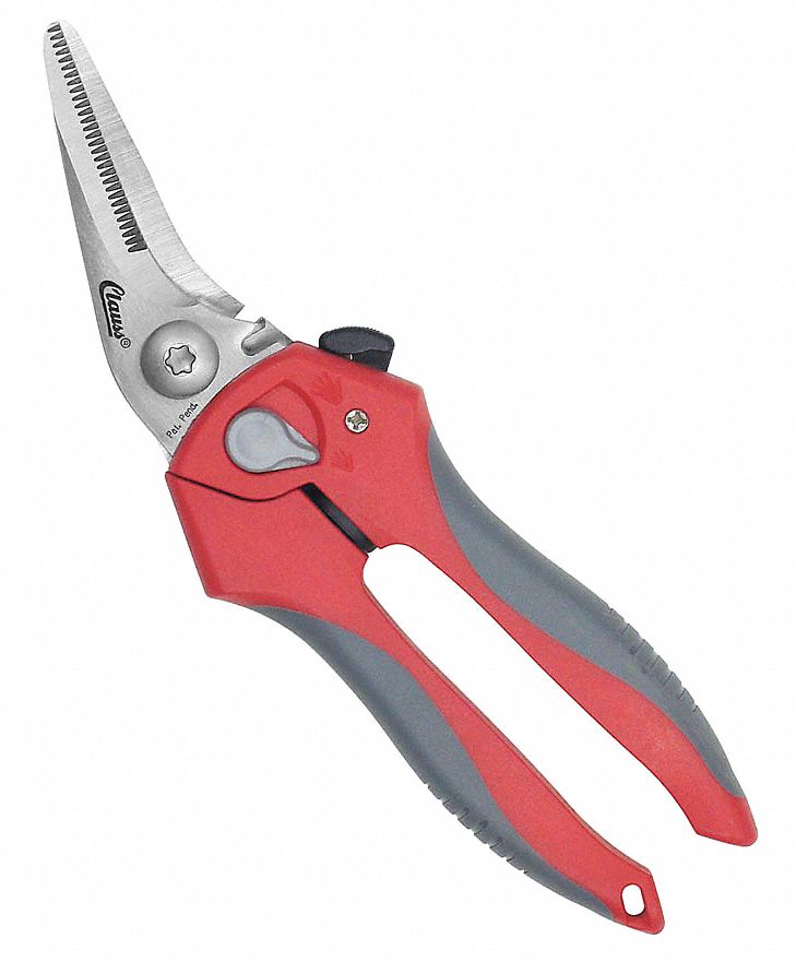 Snip, 8 In L, Bent, Serrated, Blunt, Grey/Red