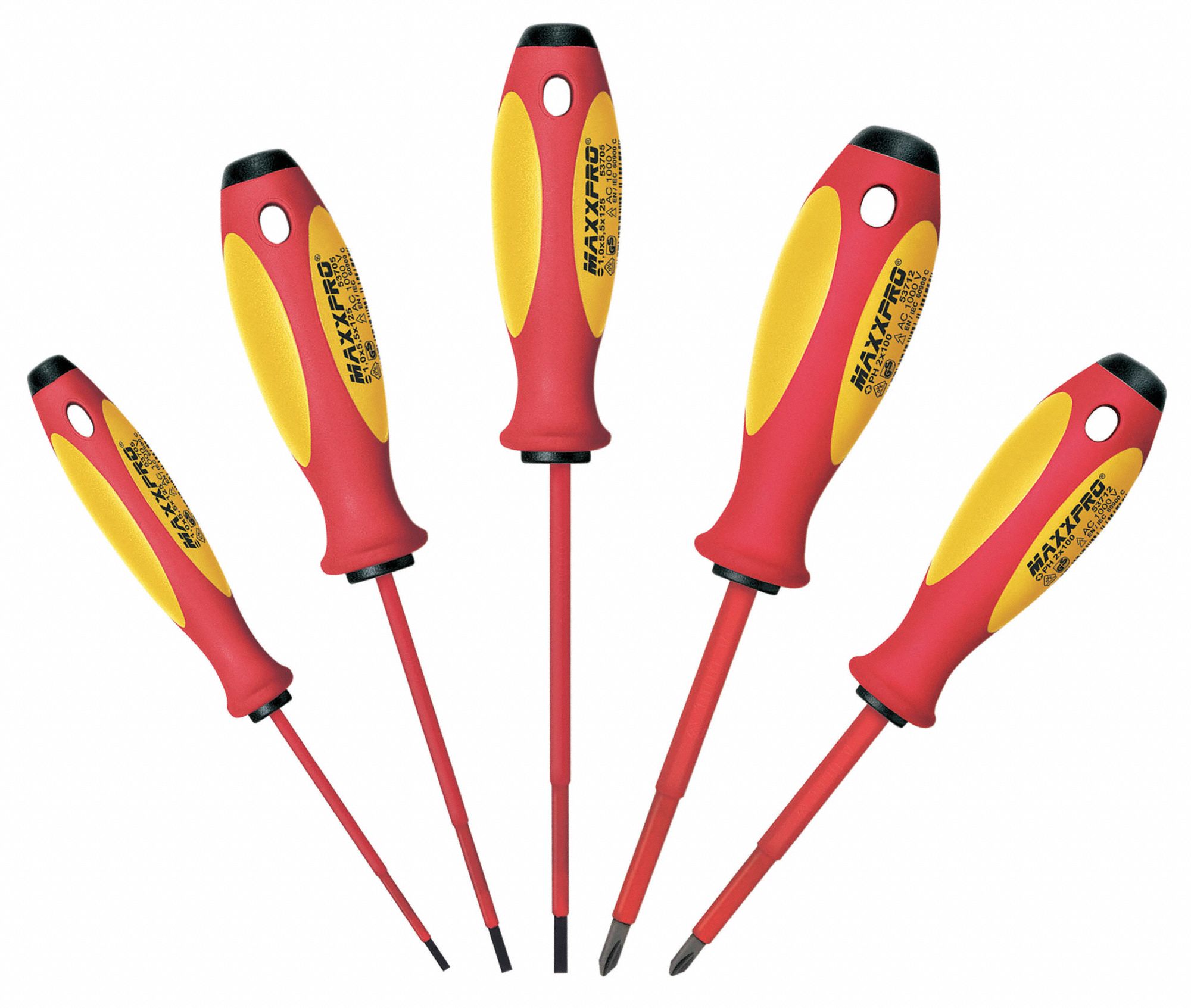Screwdriver Set, Insulated, Slotted/Ph, 5Pc