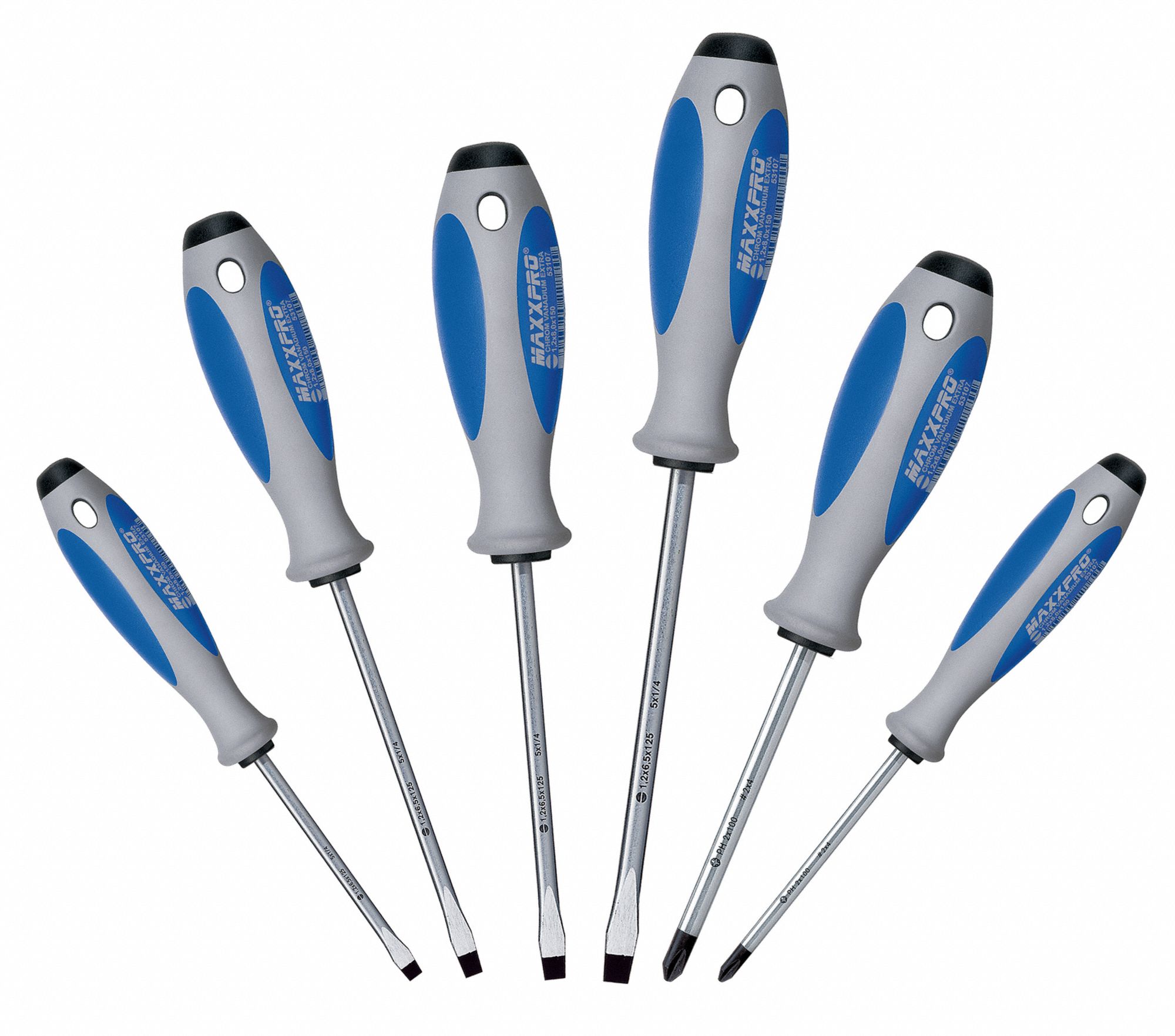 Screwdriver Set, Slotted/Phillips, 6 Pc