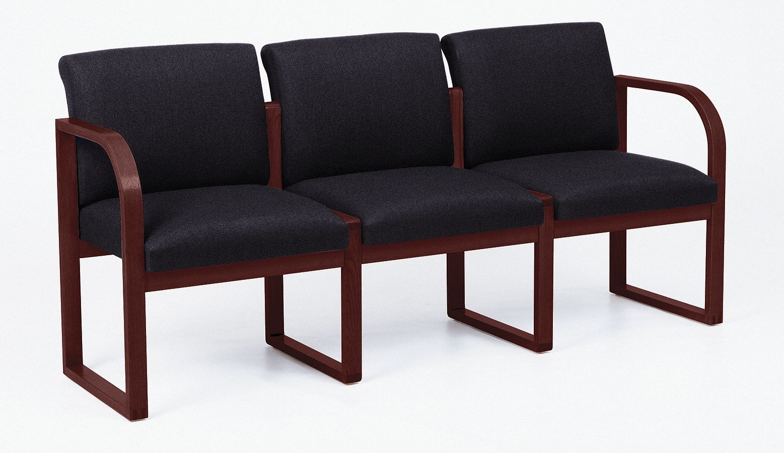 Sofa, 3 Seat, Mahogany Finish, Macro Fabric