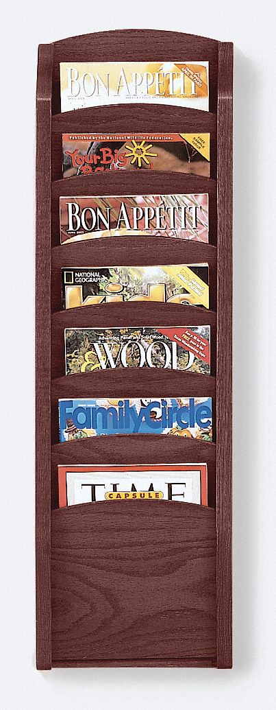 Literature Rack, 7 Pocket, Mahogany Finish