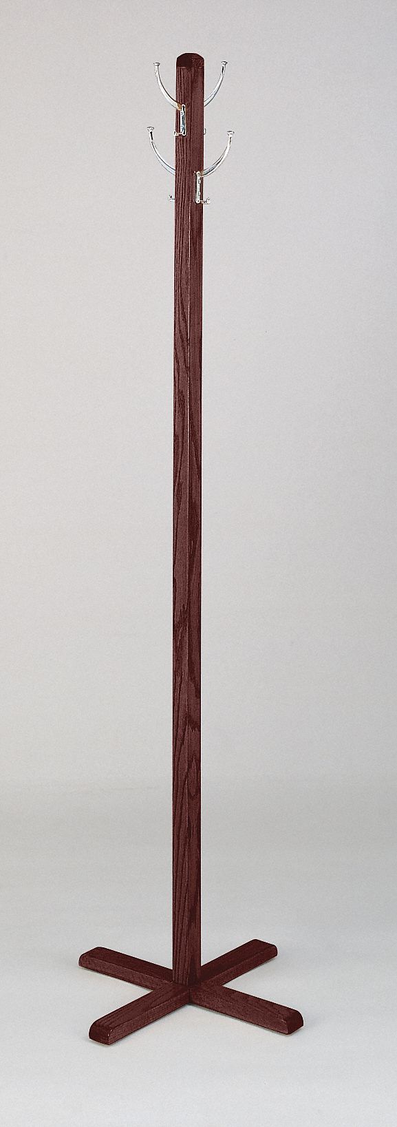 Coat Tree, 4 Hook, Mahogany Finish
