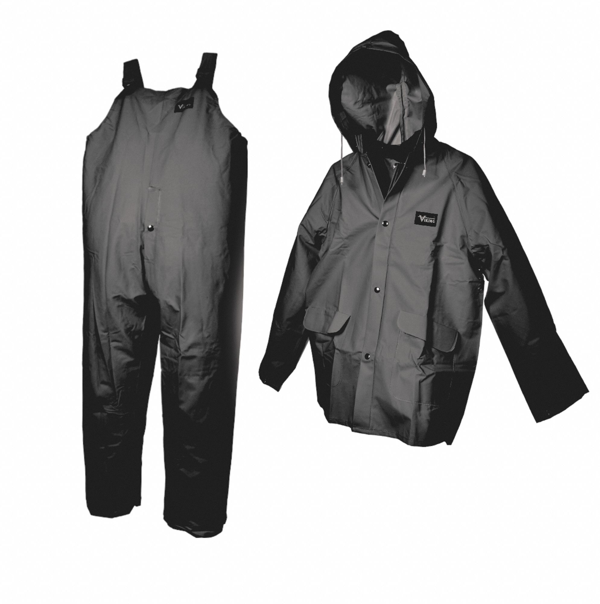 3 Piece Rainsuit w/Detach Hood, Black, 3XL