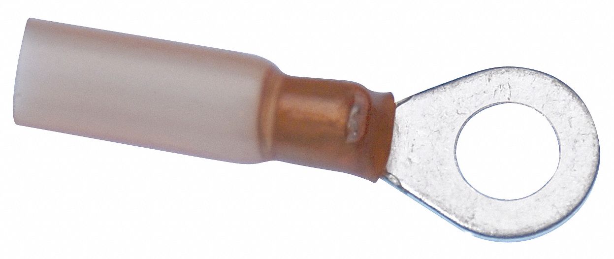 Ring Terminal, Red, Brazed, 22-18 AWG, PK25