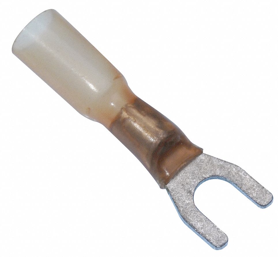 Fork Terminal, Red, 22 to 18 AWG, PK25