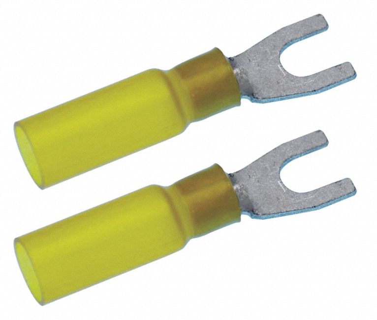 Fork Terminal, Yellow, 12 to 10 AWG, PK25