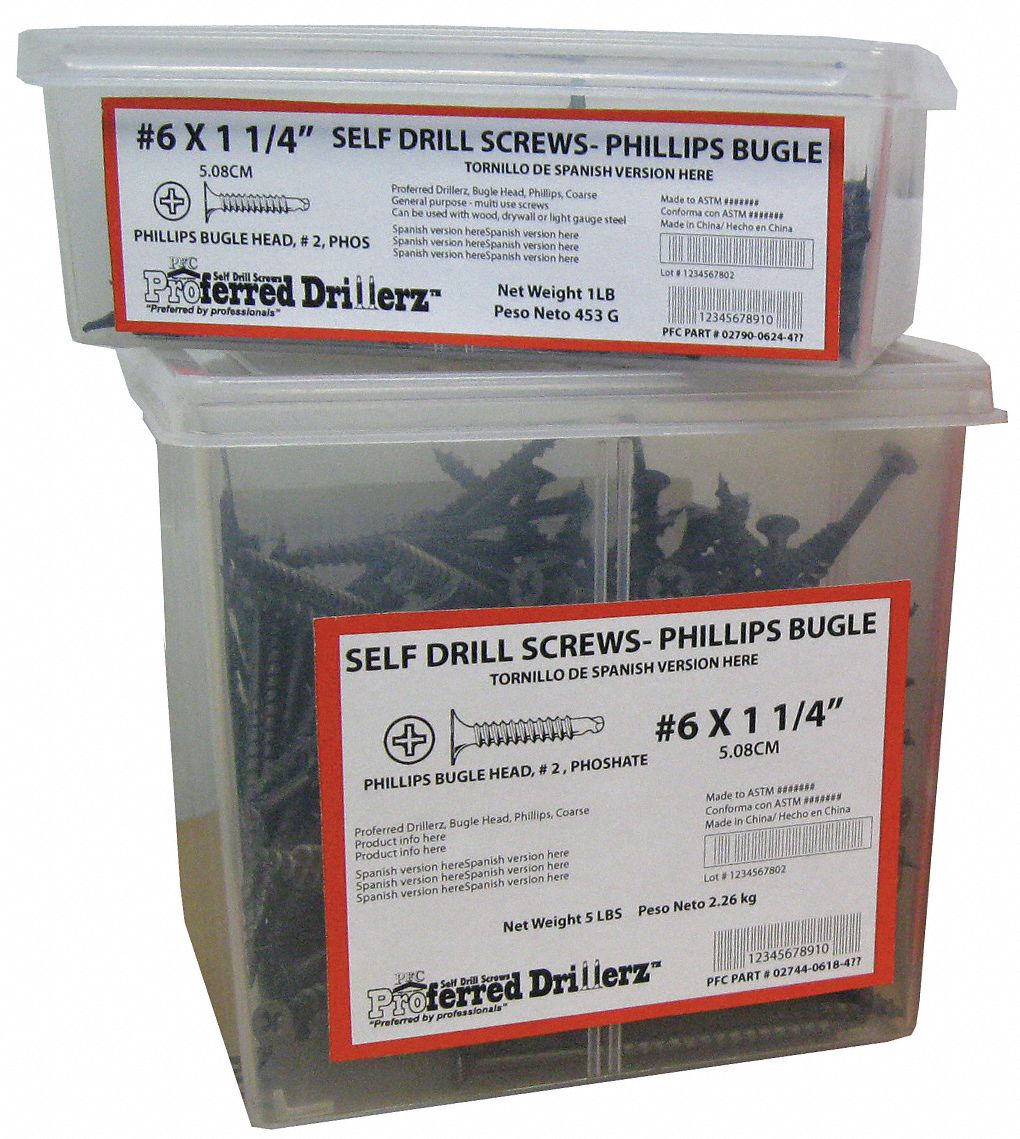 Self Drill Screw, Hex , #10, 2 In L, Pk 400