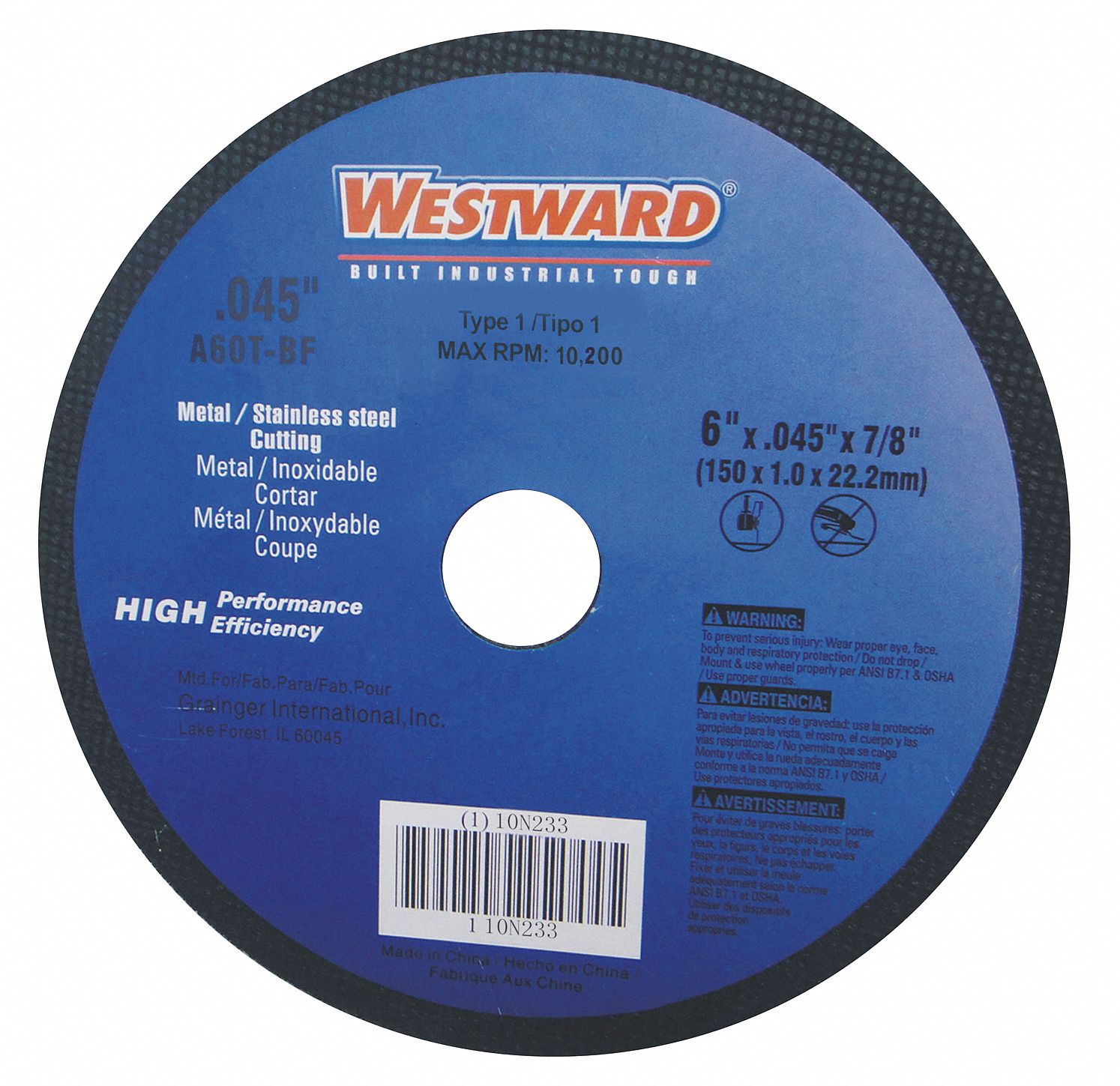Cut Off Wheel, Pipeline, 4-1/2x1/16x7/8, AO