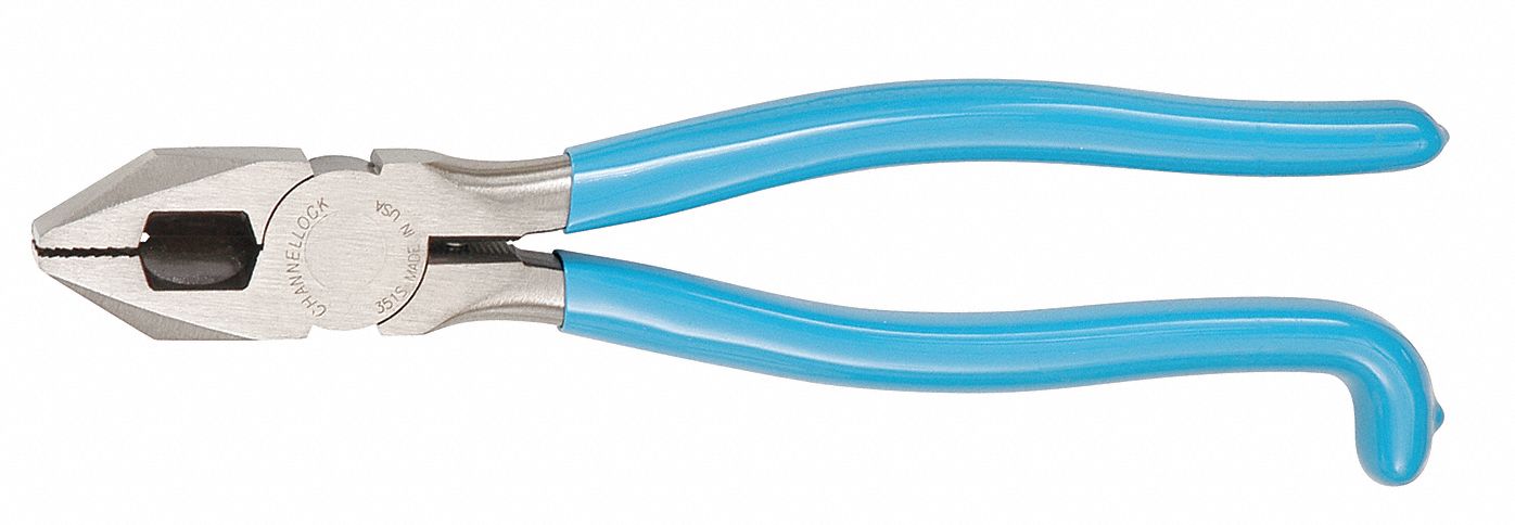 Iron Workers Pliers, Bevel, 9-1/2 In, Blue