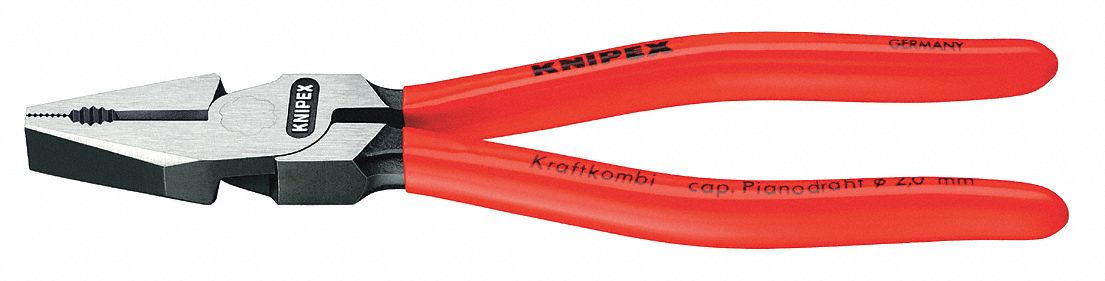 Combination Plier, High Leverage, 9 In, Red