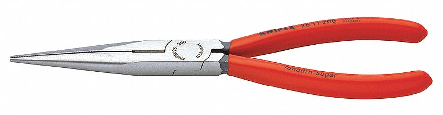 Pliers, Half Round, 8 In L, Side Cutter, Red