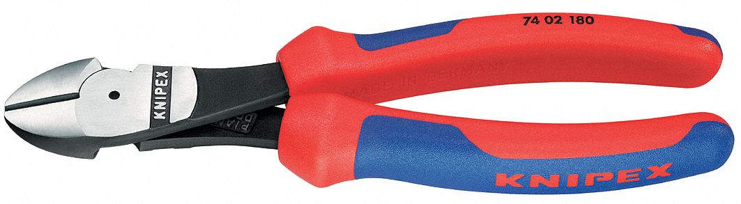 Diagonal Pliers, 7-1/4 In L, Red/Blue