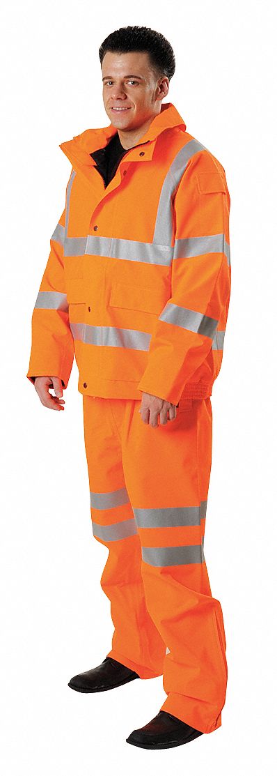 Rain Jacket, Hi-Vis Orange, M