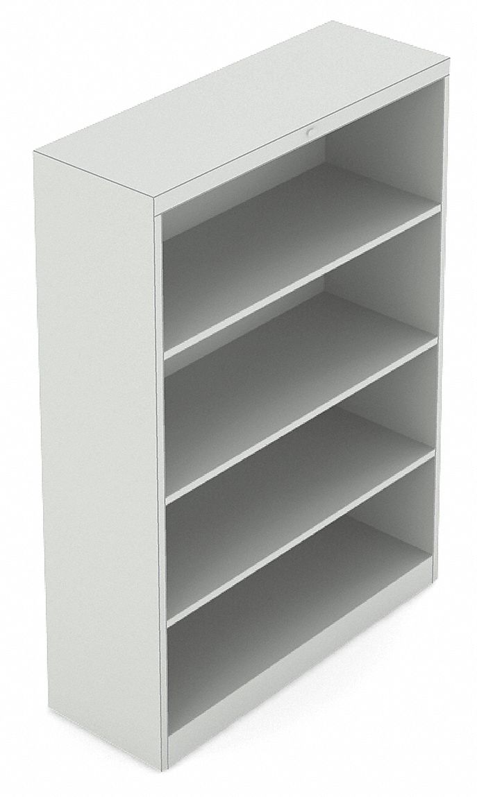 Bookcase, 4-Shelf, 48 In. H, Grey