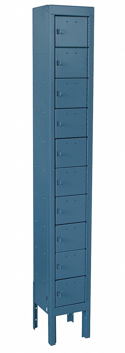 Cell Phone Locker, 1 Wide, 10 High, Blue