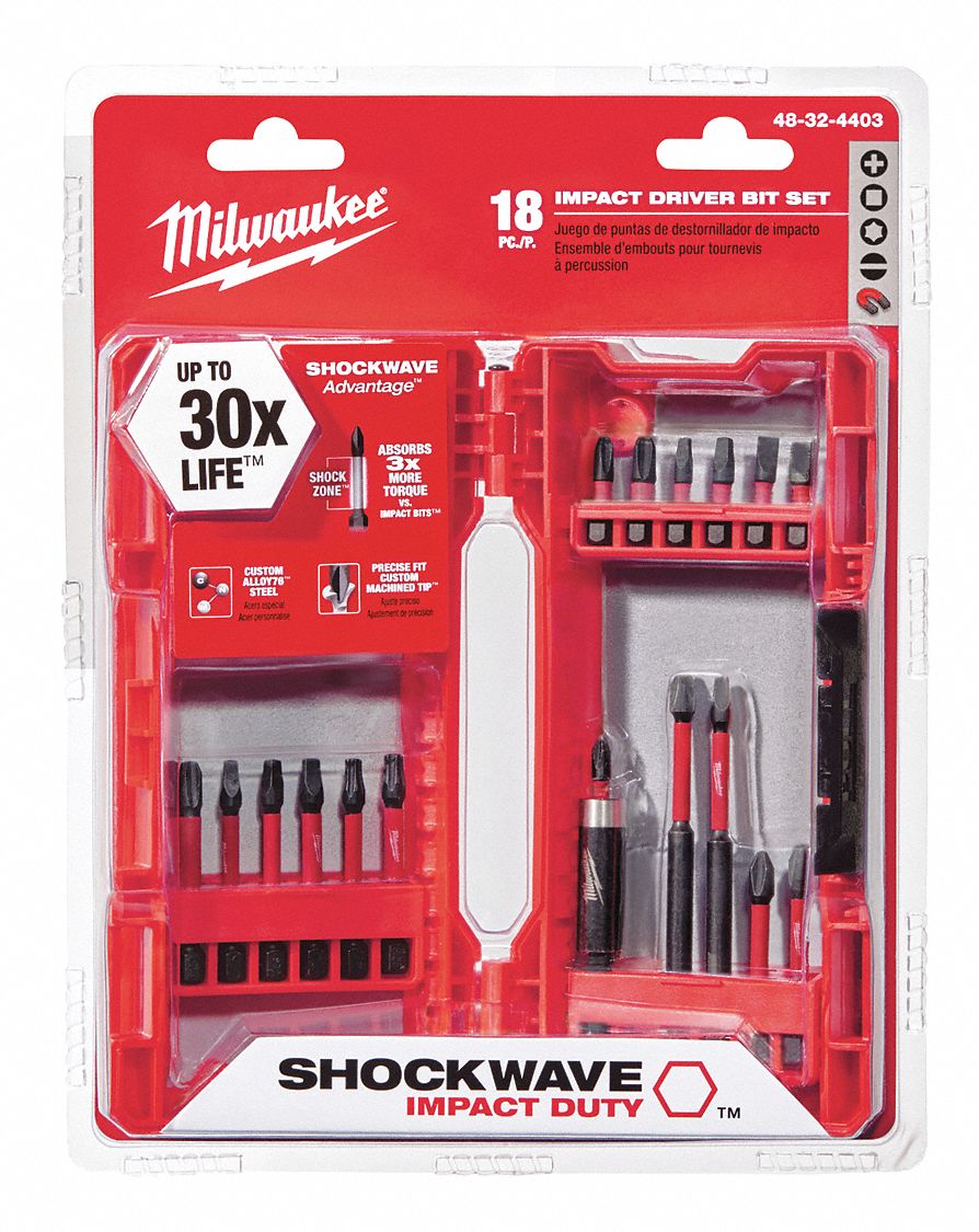 Driver Bit Set, 18 Pc, 1/4 In Shank