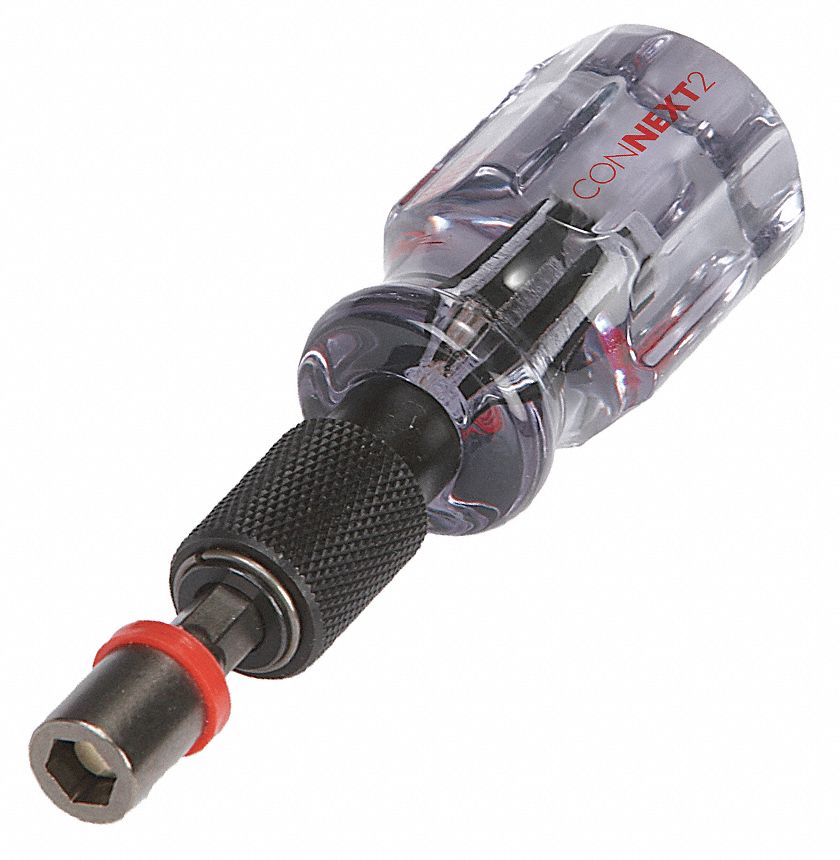 Hex Nut Driver, Mag Stubby, 1/4 In, Red