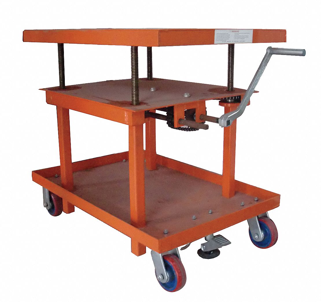 Scissor Lift Cart, 2000 lb., Steel, Fixed