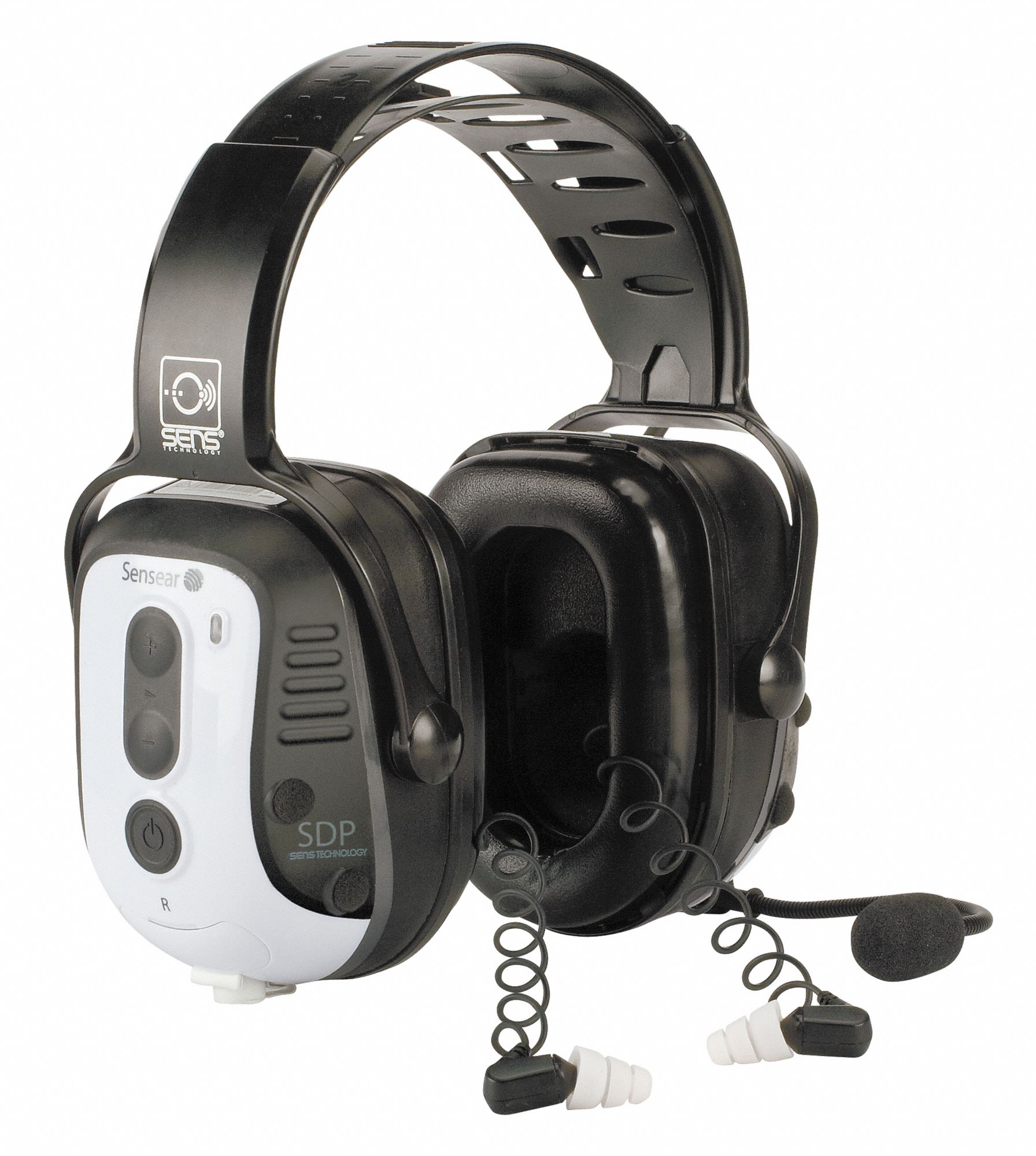 Electronic Ear Muff, 30dB, Over-the-H, Wht