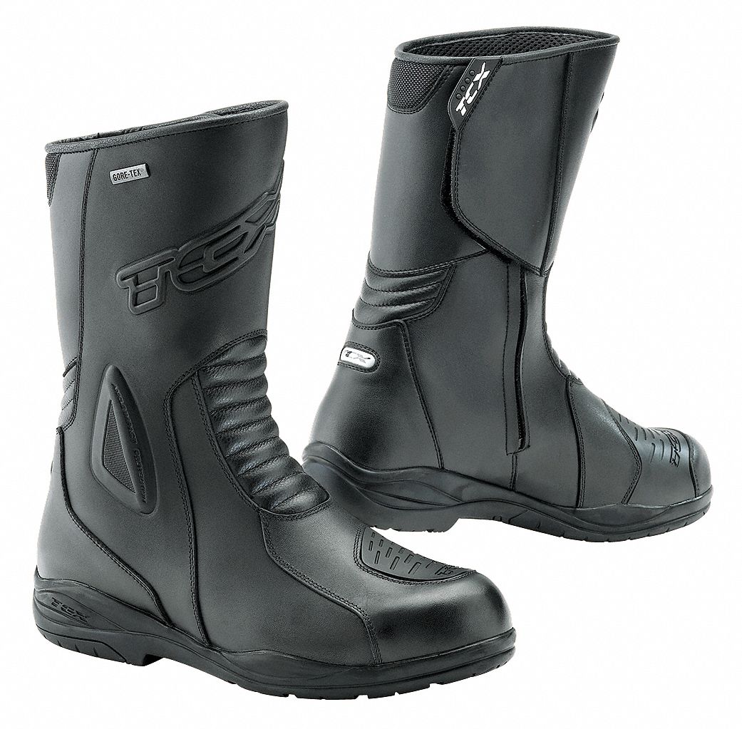 Motorcycle Boots, Ins, Men, 12-1/2, Blk, 1PR
