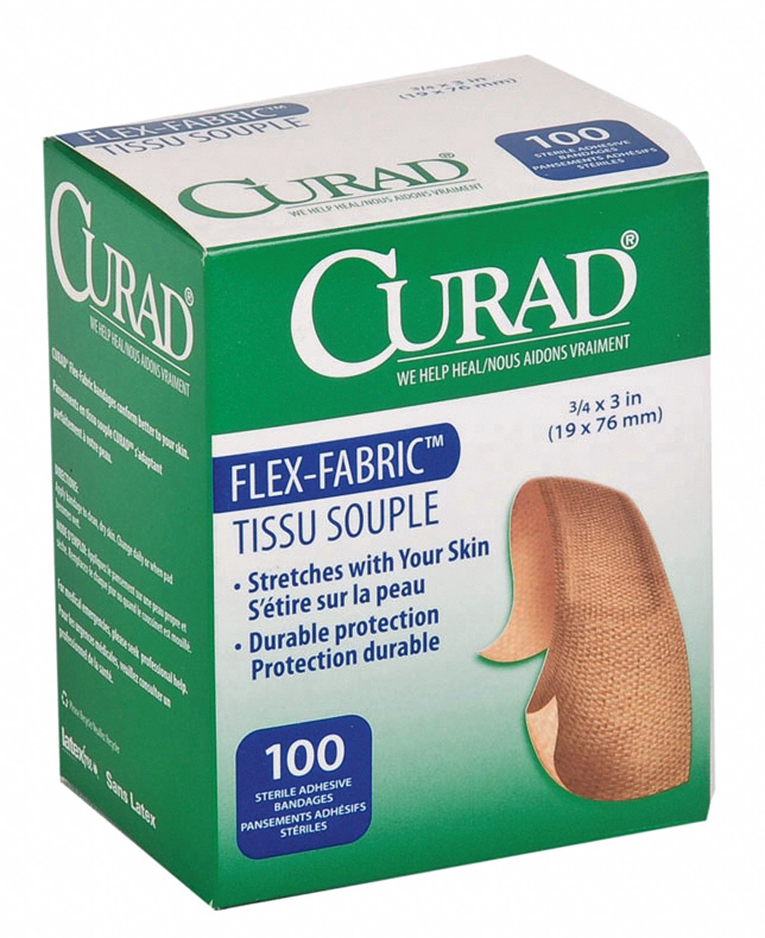 Adh Bandage, Sterile, Fabric, 1x3 In, PK 100