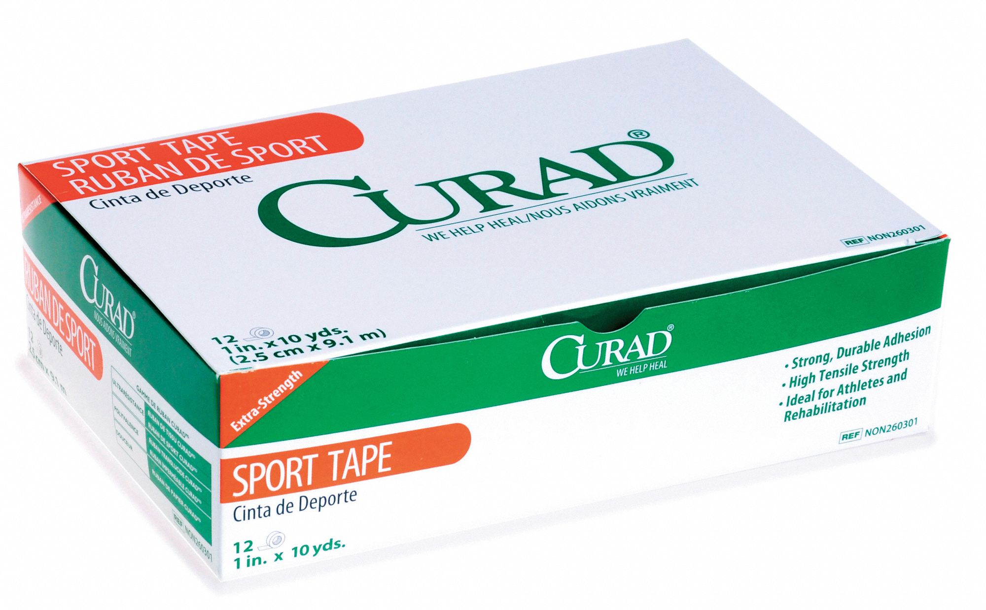 Sports Tape, 1 In x 10 Yd, PK 12
