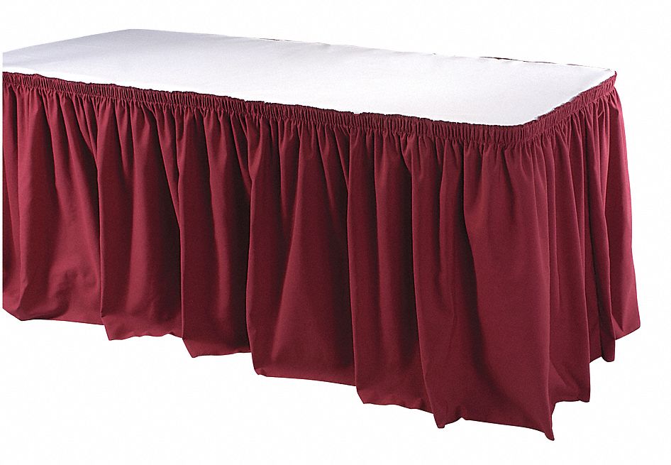 Table Skirting, 21-1/2 Ft., Shirred, Brgndy