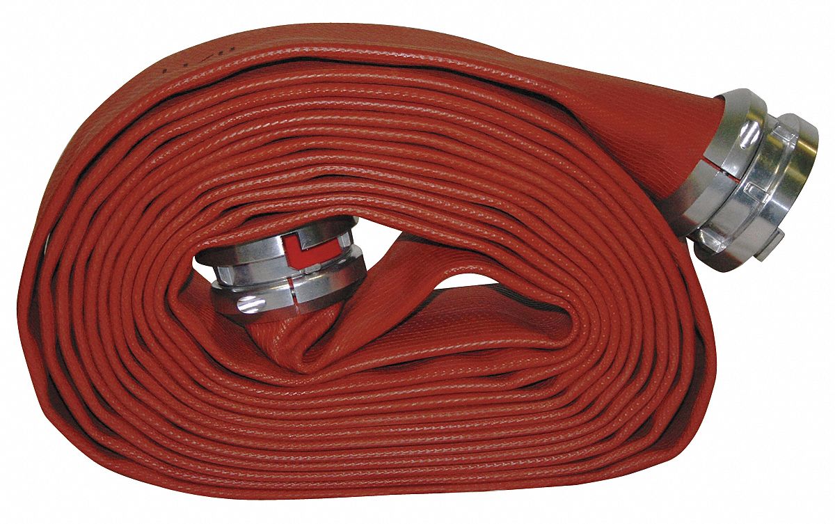 Supply Line Fire Hose, Dia. 4 In., Red