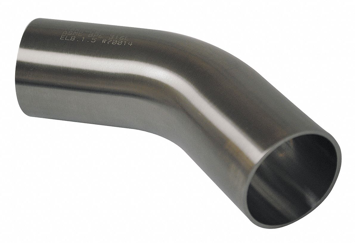 Elbow, 45Deg, 4In, Orbital Weld, SS