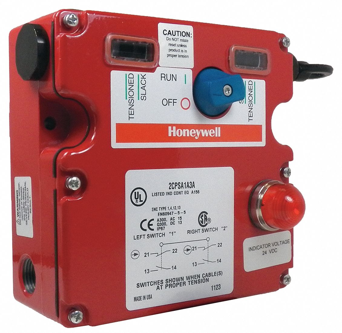 Cable Pull Switch, Right, 2NC/2NO, 120V LED