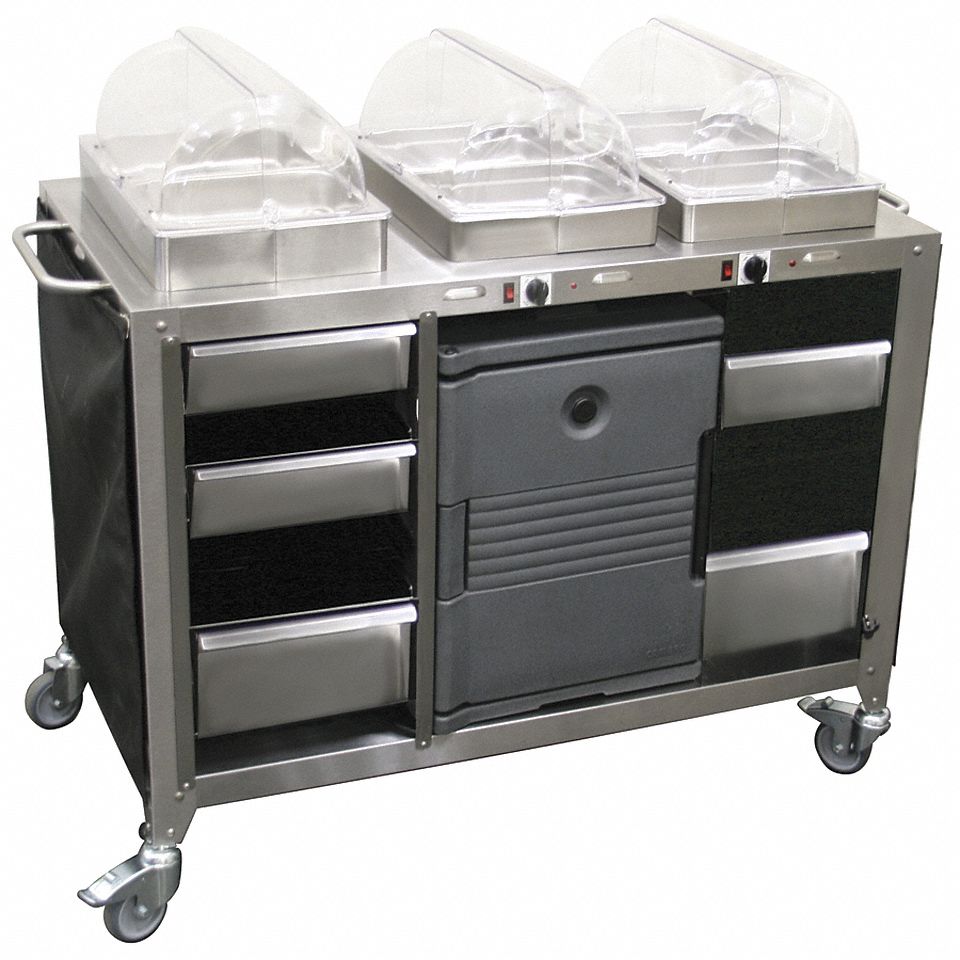 Buffet Cart, Mobile, Hot/Cold, 3 Servers
