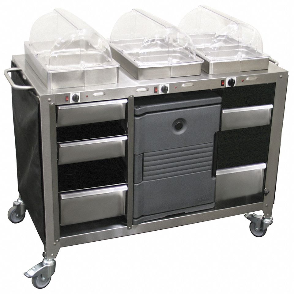 Buffet Cart, Mobile, Hot, 3 Servers