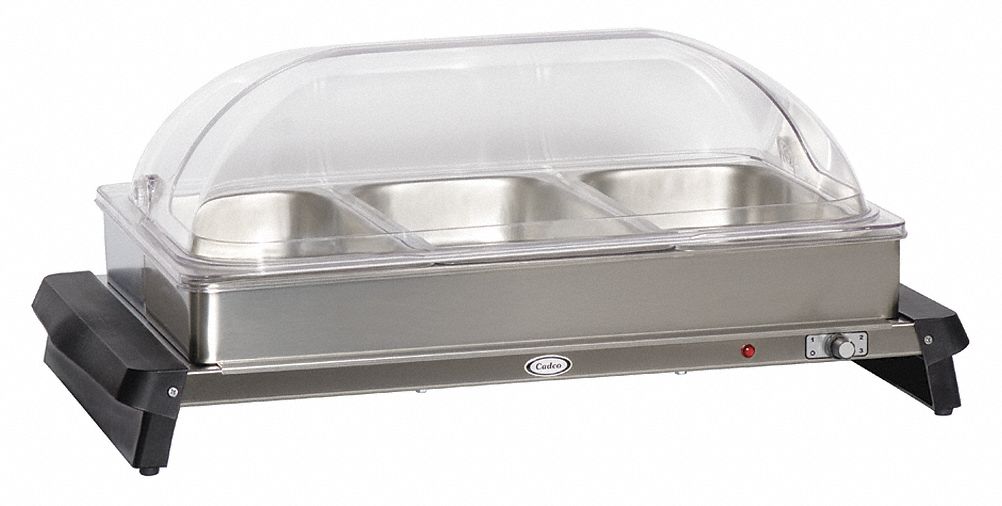 Buffet Server, w/ Rolltop Lids, 3 Pans