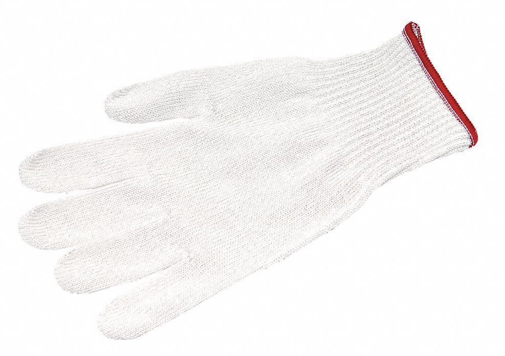 Cut Resistant Glove, White, Reversible, L