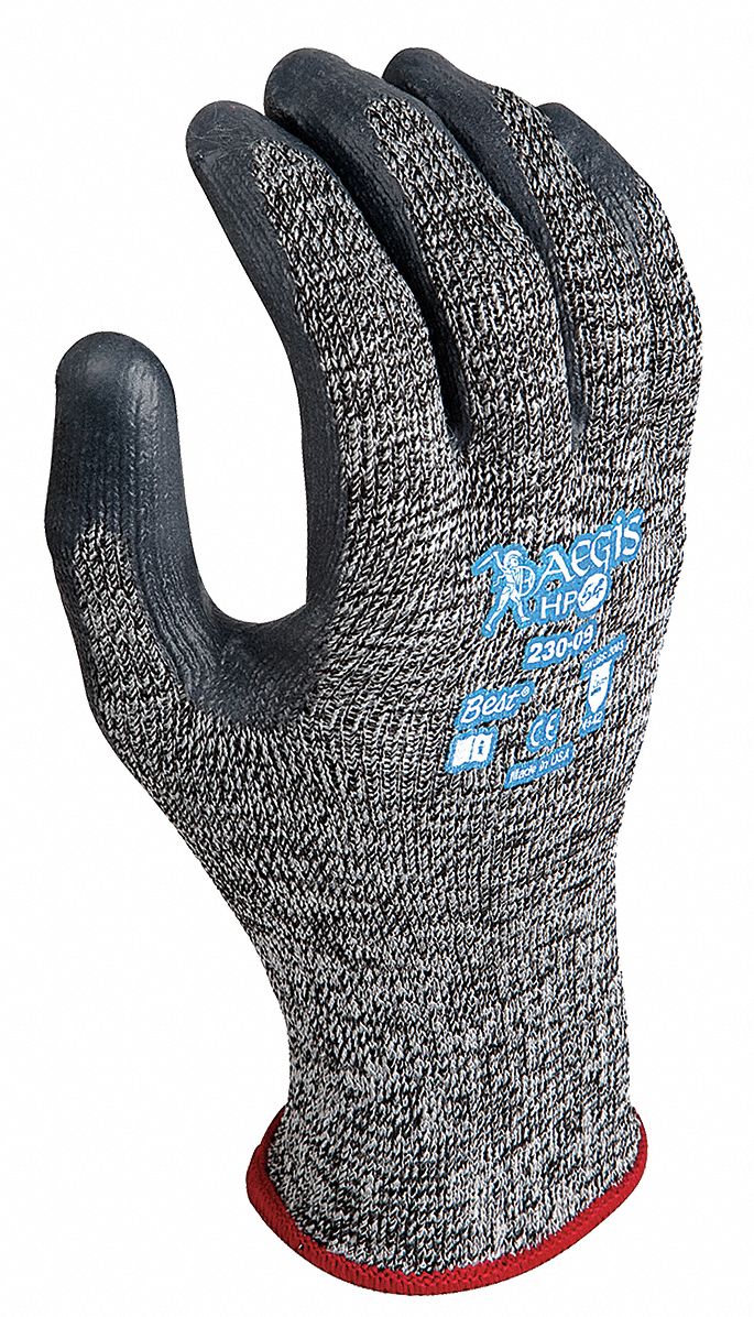 Cut Resistant Gloves, Salt/Pepper, L, PR