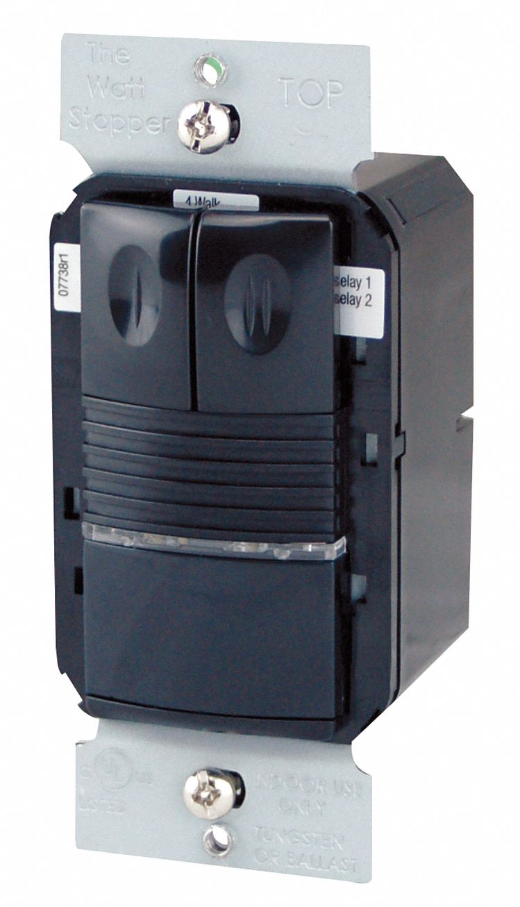 Occupancy Sensor, Dual Relay, PIR, Black
