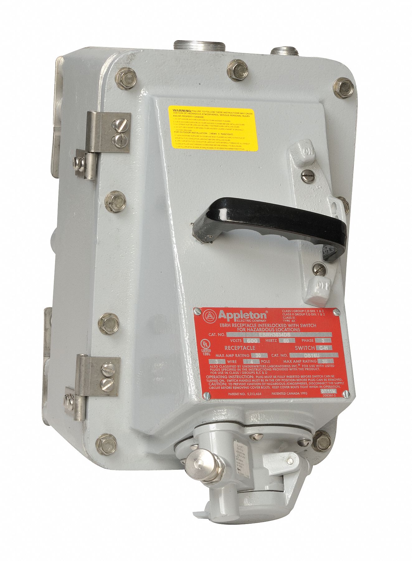 Receptacle, 600V FD Breaker, 60A, 3W, 4P