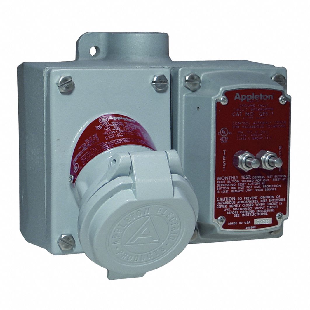 GFI, Recep, Box, 125V, 20A, 3/4Hub, DE, Alum