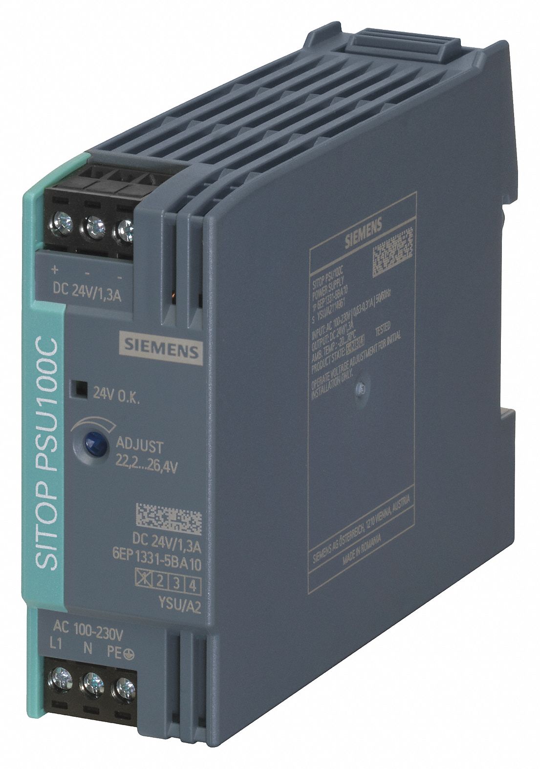 Power Supply, 24VDC, Amps 1.3